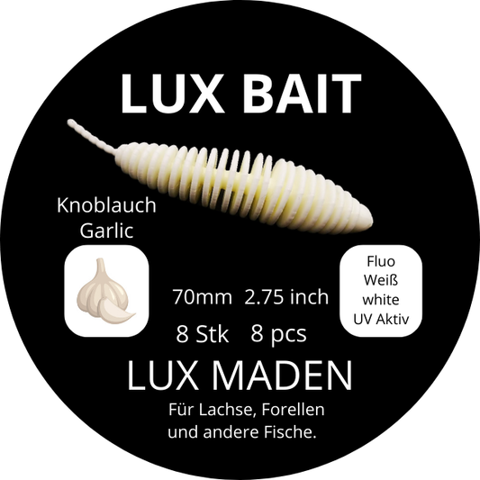 Lux Maden 70 mm – UV Softbait für Forelle & Lachs | Lux Bait