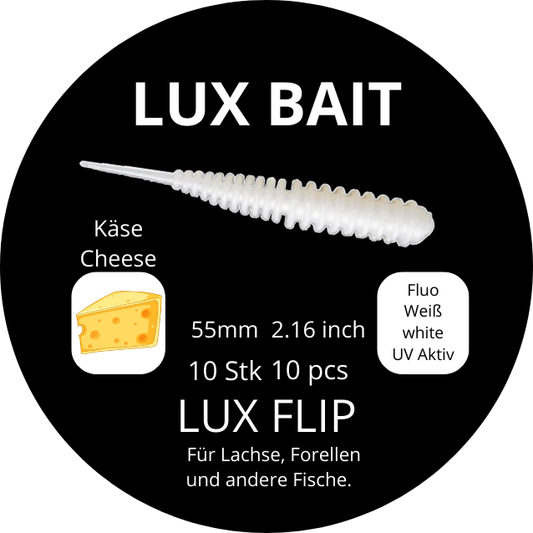 Lux Flip 55 mm – Fluo UV Softbait für Forelle & Lachs | Lux Bait