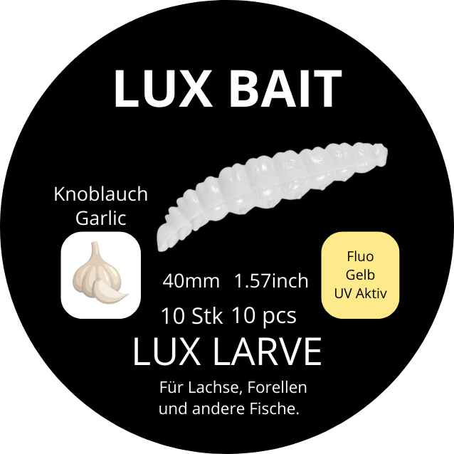 Lux Larve 40 mm – UV-Köder für Forelle & Lachs | Lux Bait