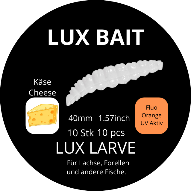 Lux Larve 40 mm – UV-Köder für Forelle & Lachs | Lux Bait