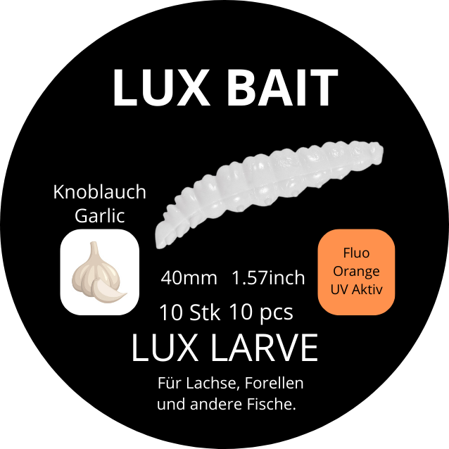 Lux Larve 40 mm – UV-Köder für Forelle & Lachs | Lux Bait