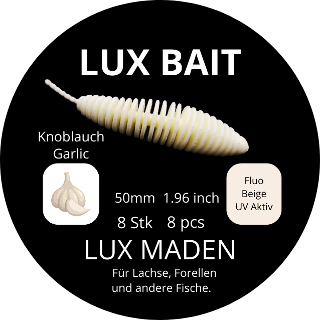 Lux Maden 50 mm – UV Softbait für Forelle & Lachs | Lux Bait