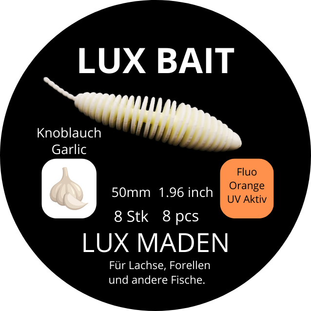 Lux Maden 50 mm – UV Softbait für Forelle & Lachs | Lux Bait