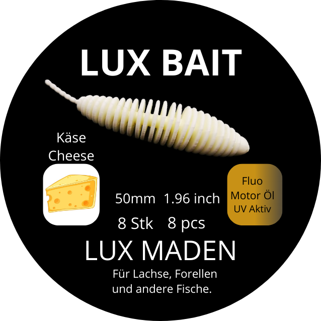 Lux Maden 50 mm – UV Softbait für Forelle & Lachs | Lux Bait