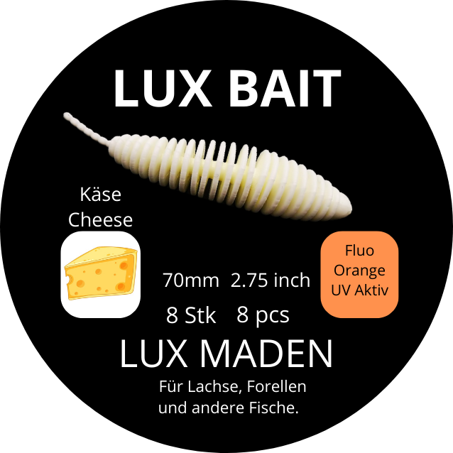 Lux Maden 70 mm – UV Softbait für Forelle & Lachs | Lux Bait
