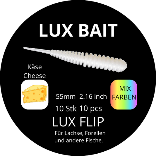 Lux Flip 55 mm – Fluo UV Softbait für Forelle & Lachs | Lux Bait