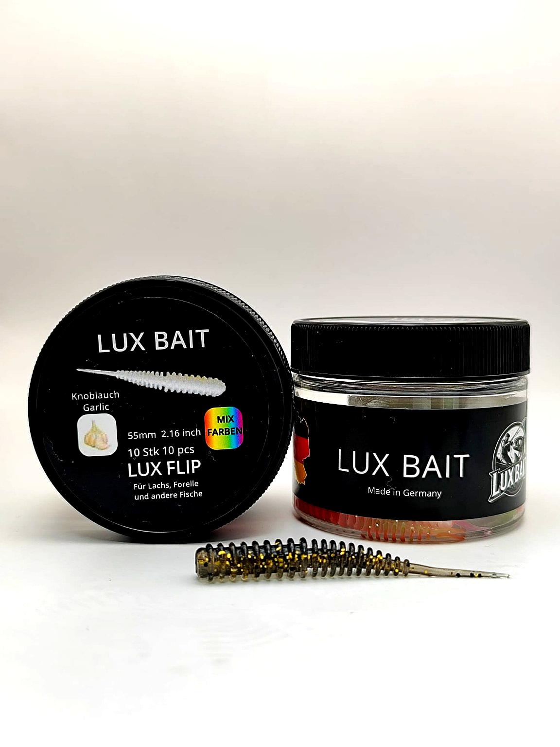 Lux Flip 55 mm – Fluo UV Softbait für Forelle & Lachs | Lux Bait