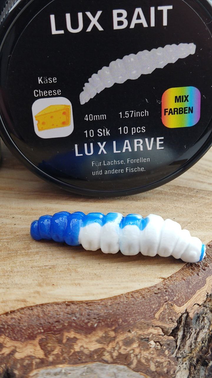 Lux Larve 40 mm – UV-Köder für Forelle & Lachs | Lux Bait